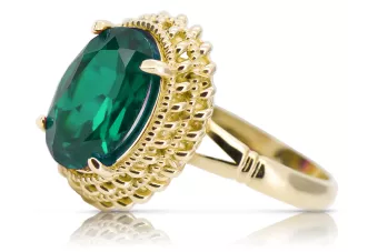 الزمرد 14 كارت من الذهب الأصفر خاتم مجوهرات فينتاج vrc068y